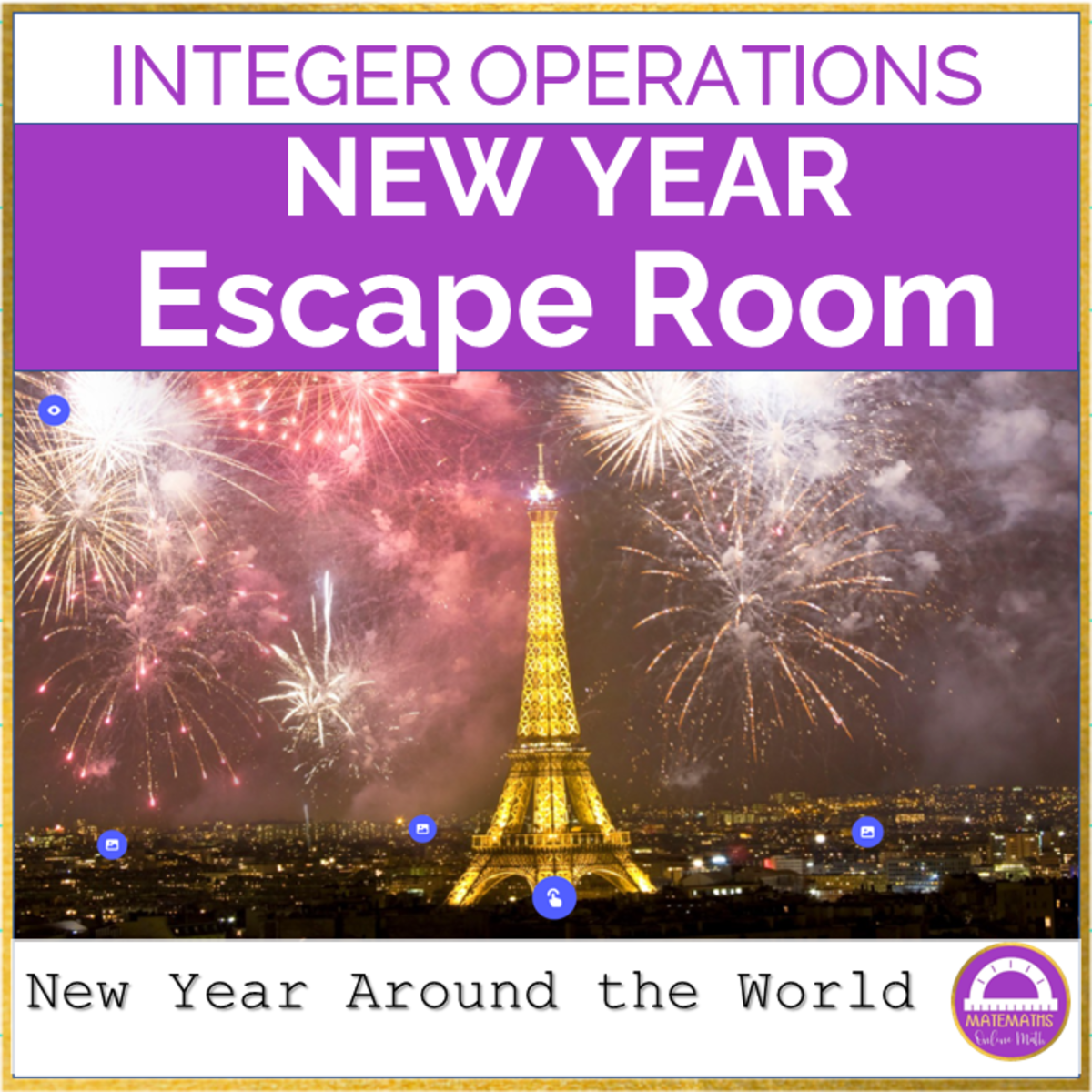 An educational teaching resource from Matemaths entitled Operations with Integers New Year Around the World Digital Escape Room downloadable at Teach Simple.