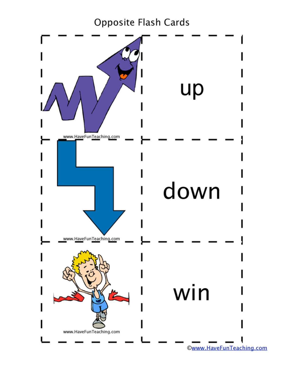 An educational teaching resource from Have Fun Teaching entitled Opposites Flash Cards downloadable at Teach Simple.