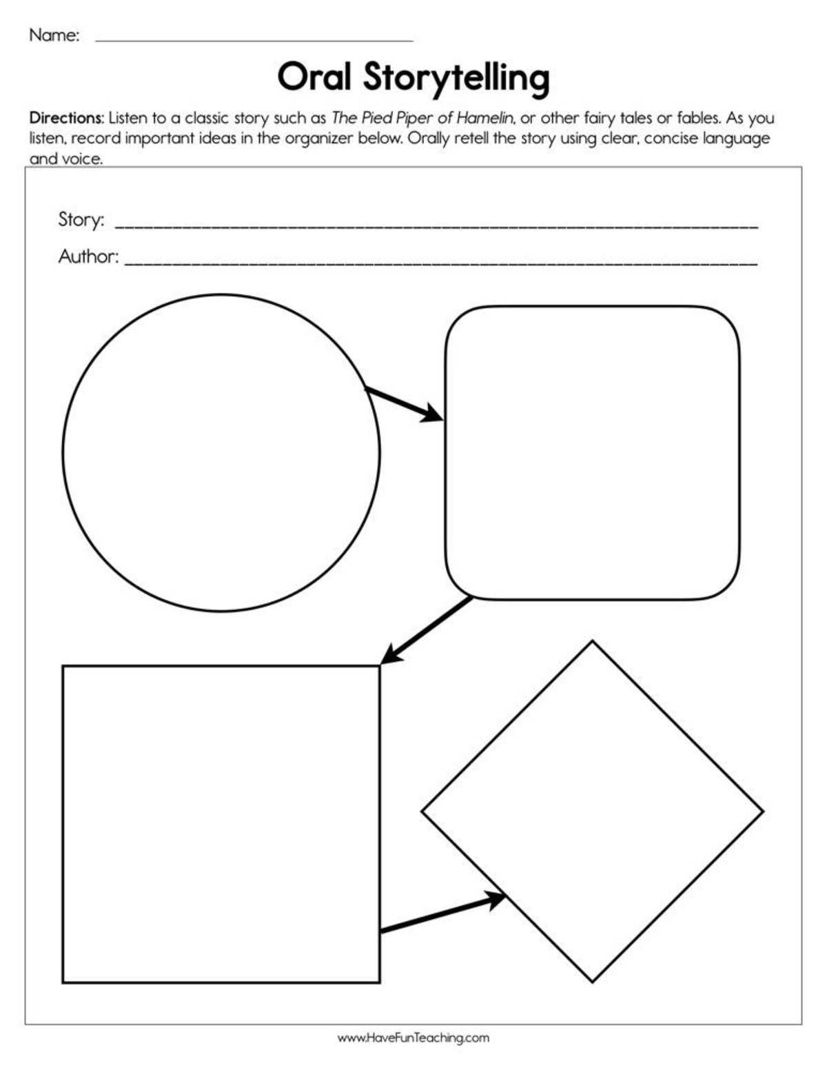 An educational teaching resource from Have Fun Teaching entitled Oral Storytelling Worksheet downloadable at Teach Simple.