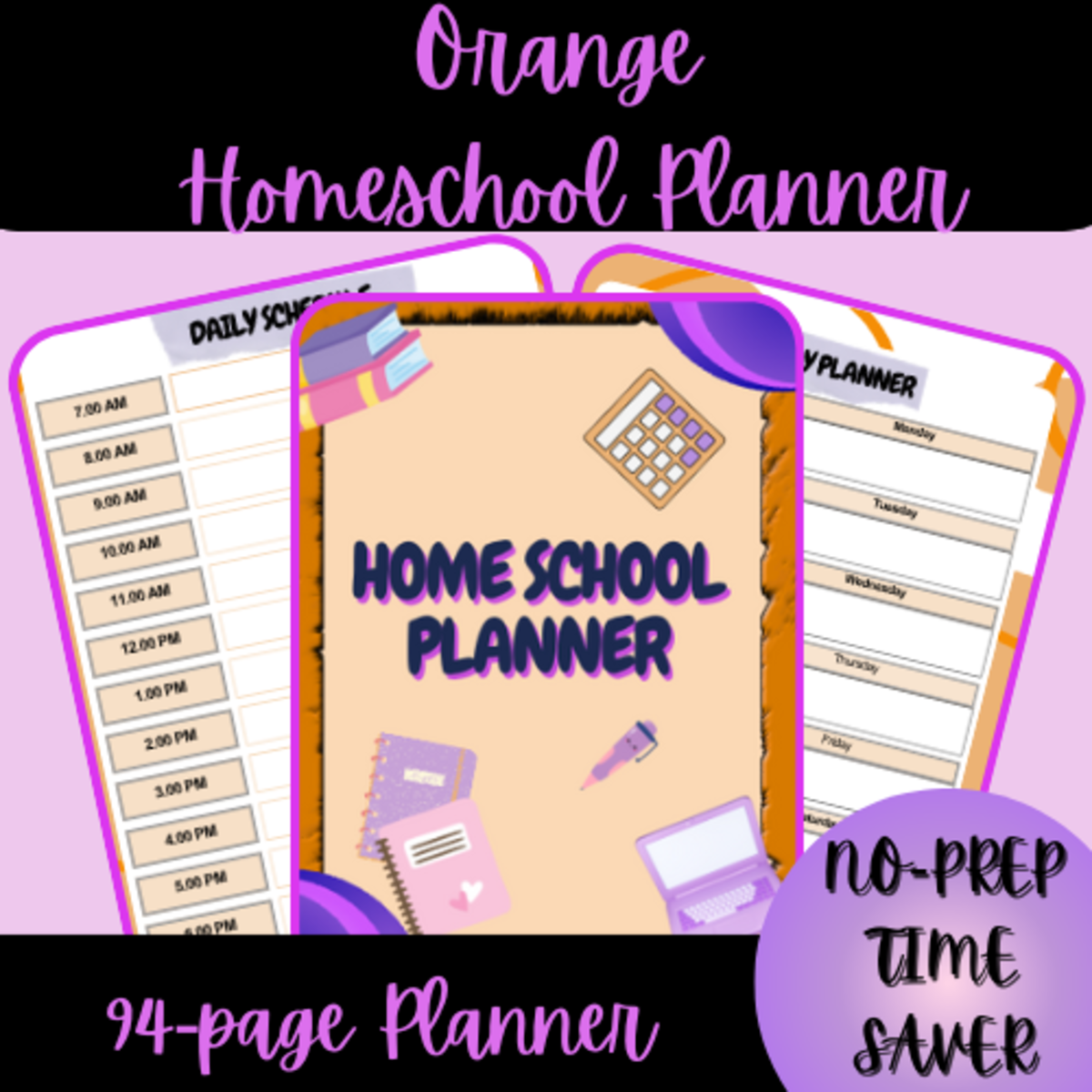 An educational teaching resource from Homeschool with Big Easy Homeschooling Mom entitled Orange Homeschool Planner (90+ pages) downloadable at Teach Simple.