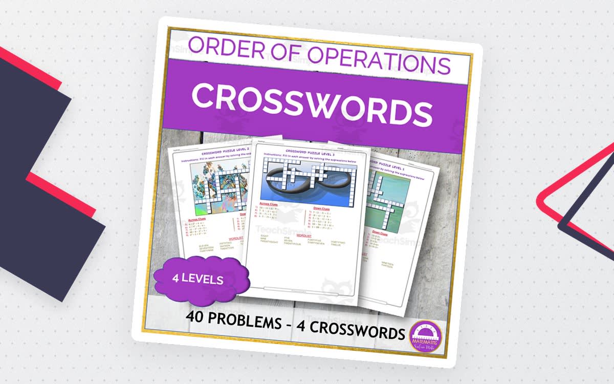 An educational teaching resource from Matemaths entitled Order of Operations Crossword Puzzles for 5th and 6th-Grade Math downloadable at Teach Simple.
