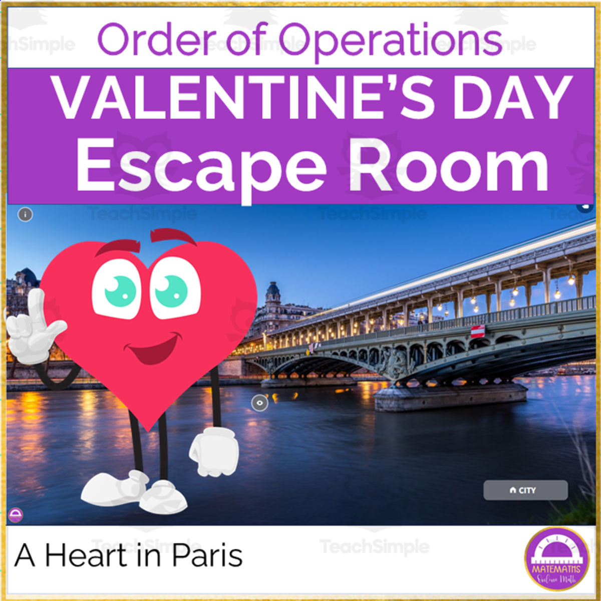 An educational teaching resource from Matemaths entitled Order of Operations Escape Room | A Heart in Paris downloadable at Teach Simple.