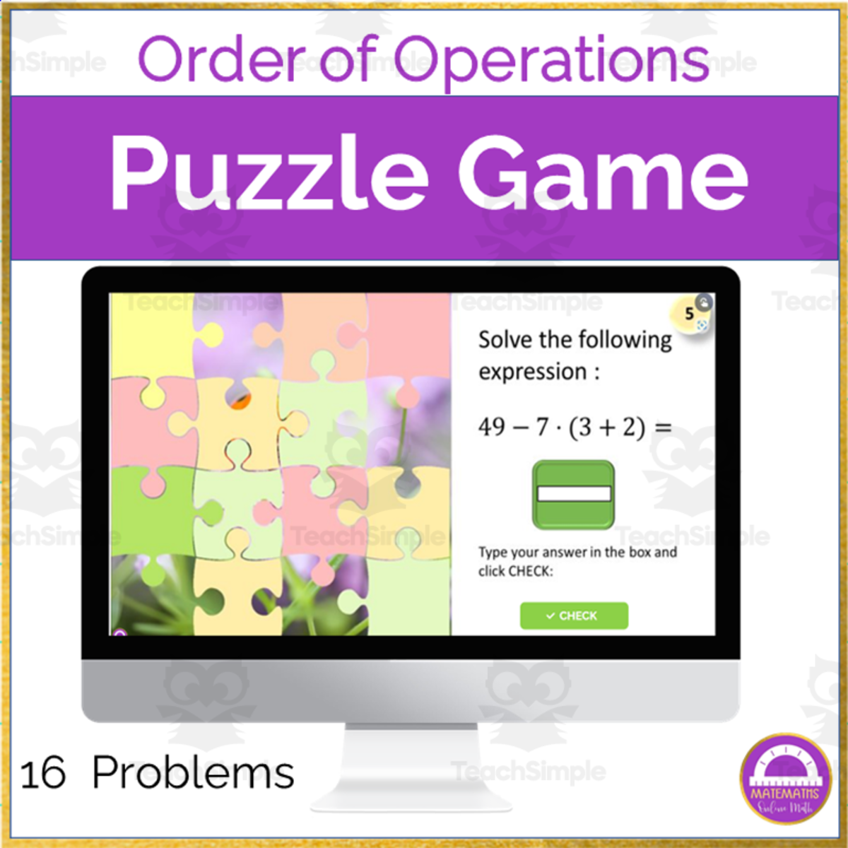An educational teaching resource from Matemaths entitled Order of Operations Mystery Picture Math Digital Activity downloadable at Teach Simple.