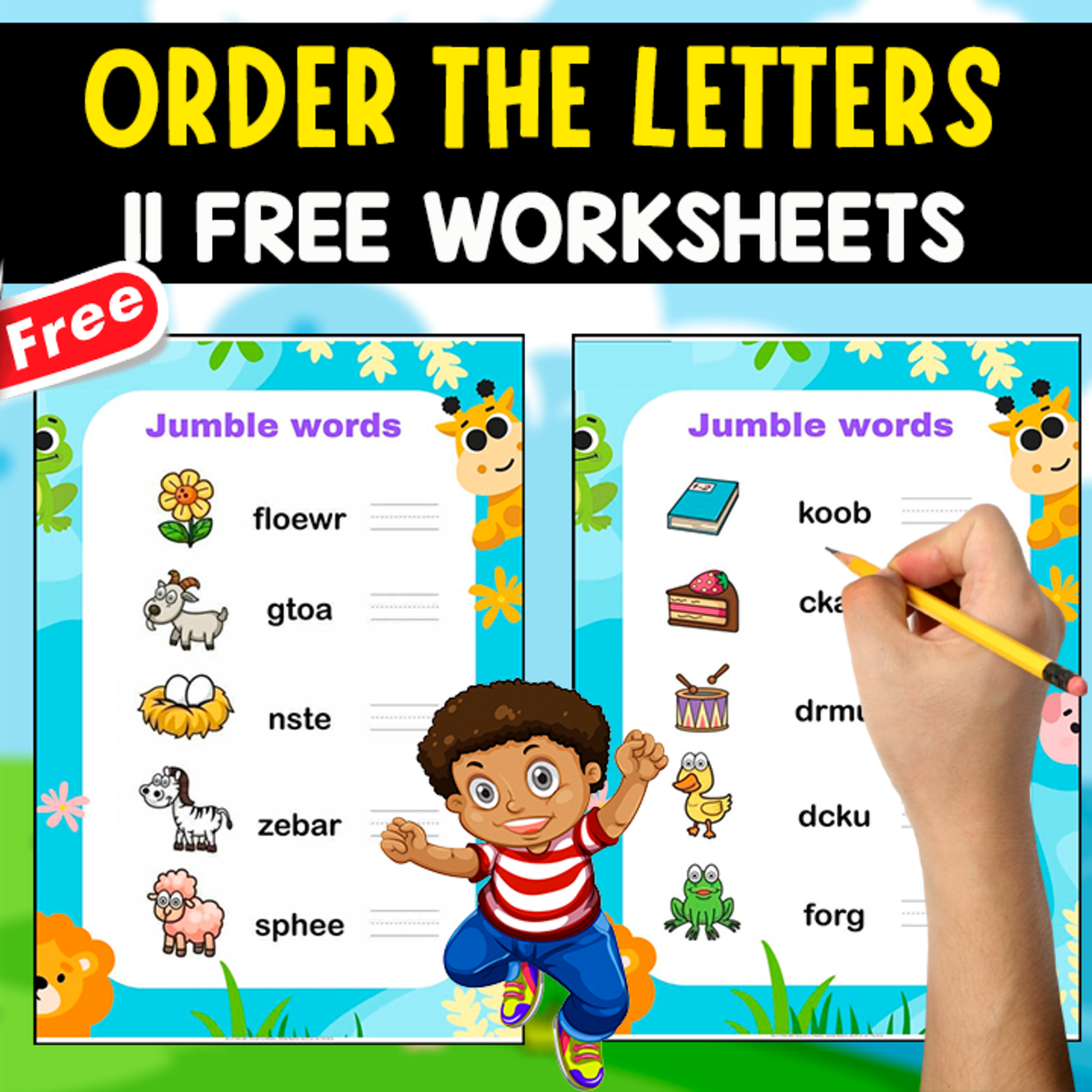 An educational teaching resource from EDITORIAL LAURA EDUCA entitled ORDER THE LETTERS | 11 FREE WORKSHEETS downloadable at Teach Simple.