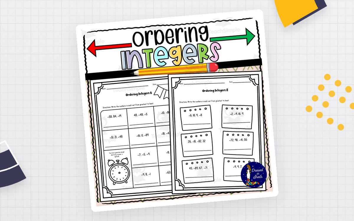 An educational teaching resource from Soumara Siddiqui entitled Ordering Integers downloadable at Teach Simple.