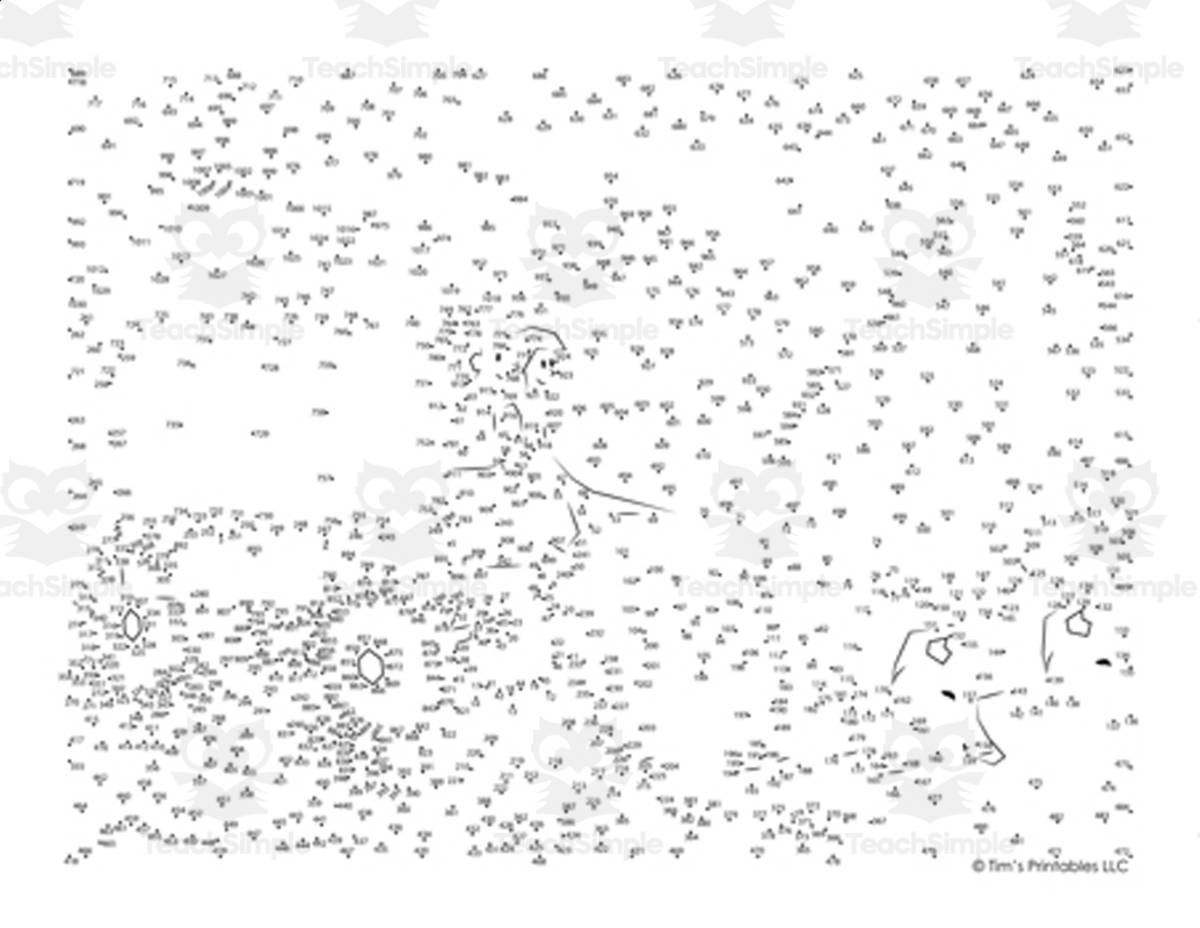An educational teaching resource from Tim's Printables entitled Oregon Trail Extreme Difficulty Dot-to-Dot PDF downloadable at Teach Simple.