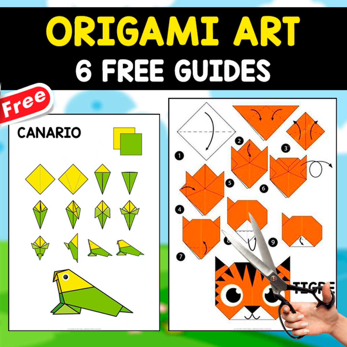 An educational teaching resource from EDITORIAL LAURA EDUCA entitled ORIGAMI ART | 6 FREE GUIDES downloadable at Teach Simple.