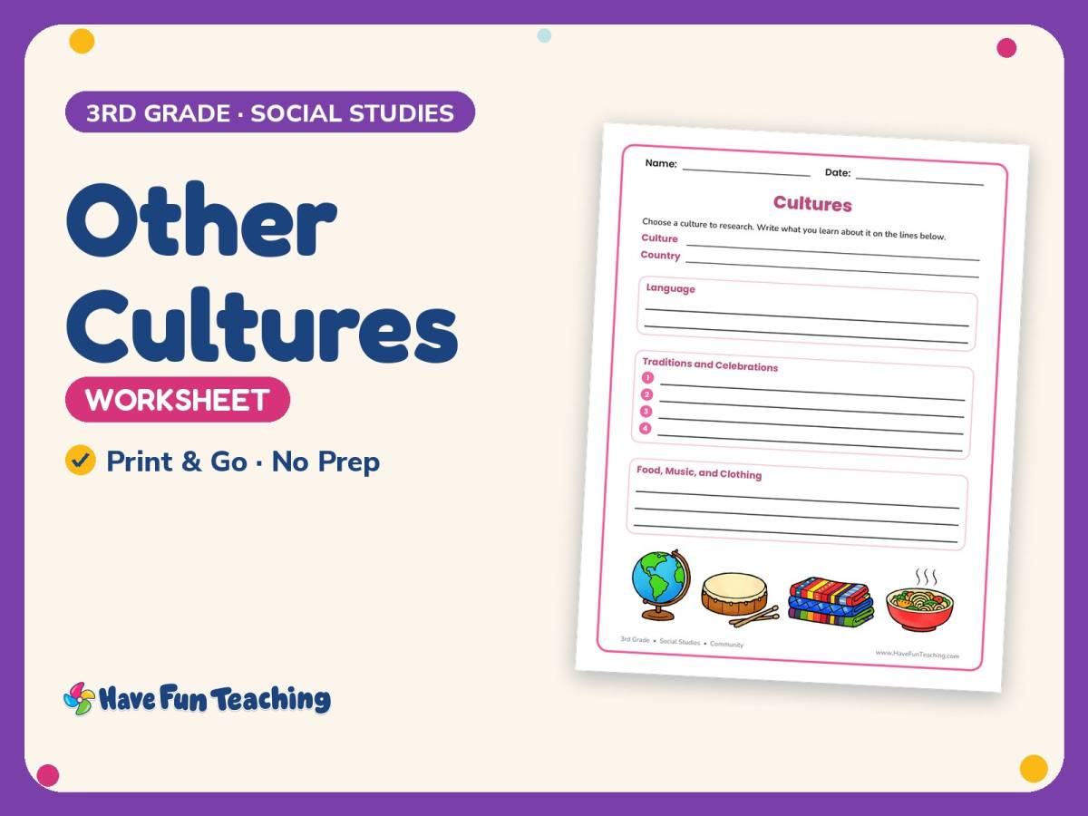 Other Cultures Worksheet – 3rd Grade Community & People Practice preview