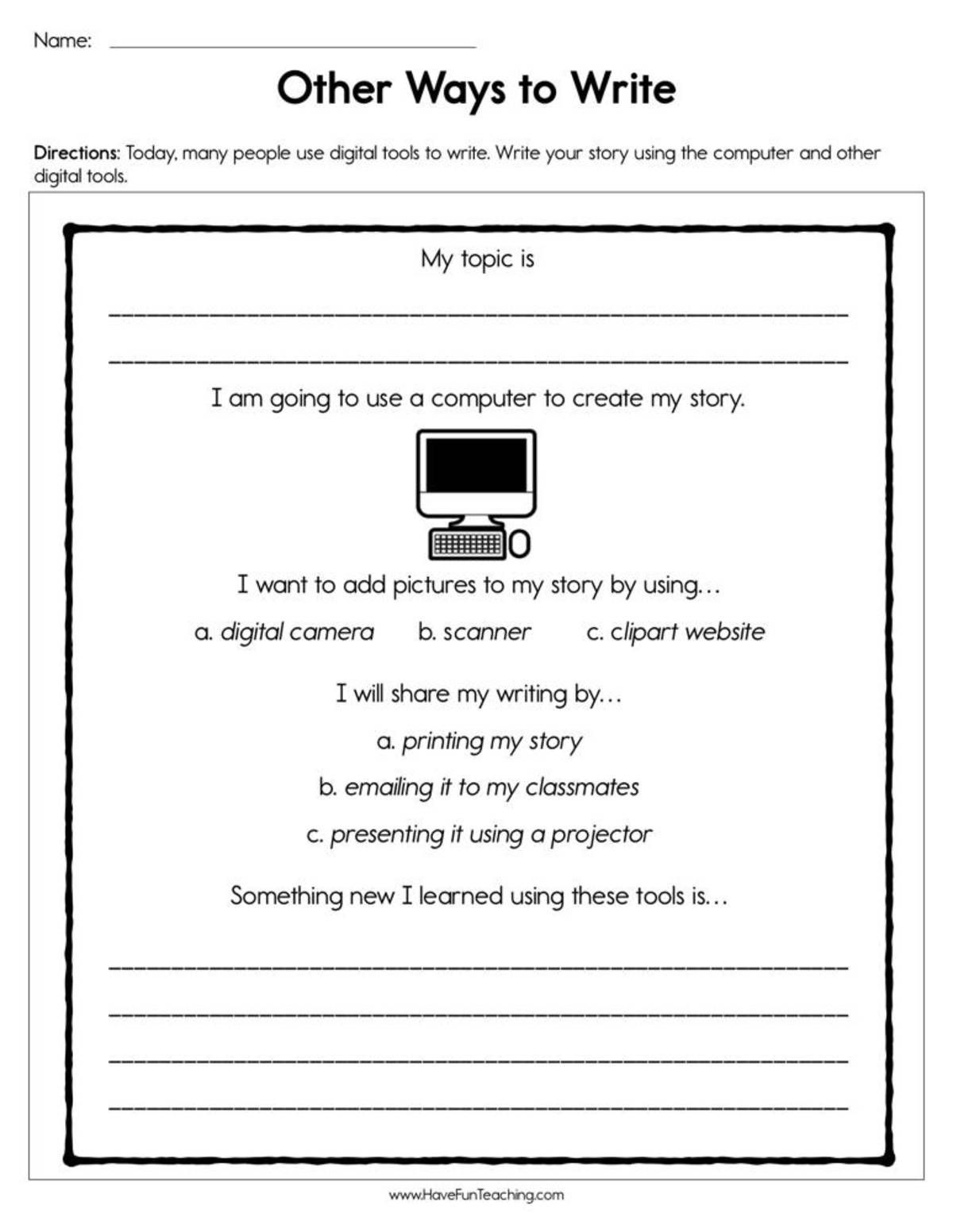 An educational teaching resource from Have Fun Teaching entitled Other Ways to Write Worksheet downloadable at Teach Simple.