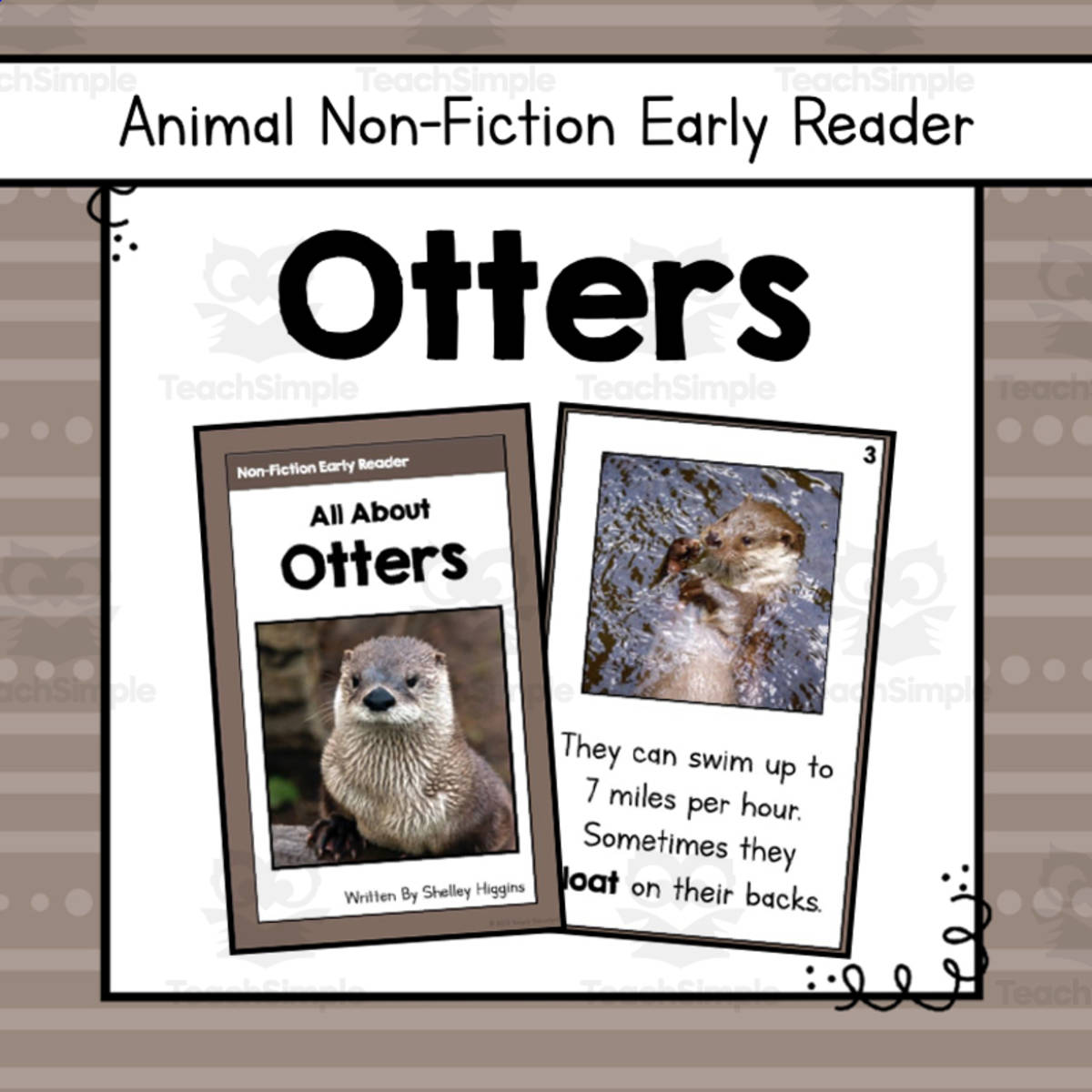 An educational teaching resource from Simply Schoolgirl entitled Otters Early Reader Nonfiction Book downloadable at Teach Simple.