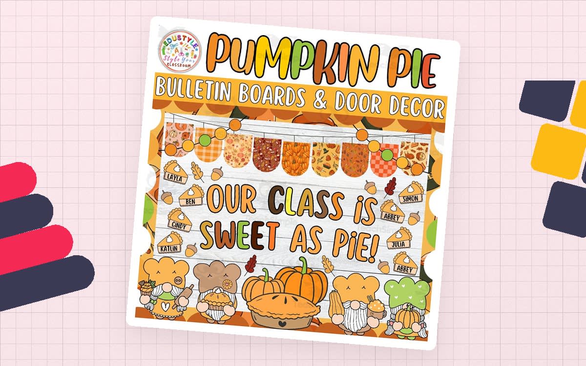 An educational teaching resource from Style Your Classroom entitled Our Class is Sweet As: Thanksgiving Bulletin board or door Decor kit downloadable at Teach Simple.