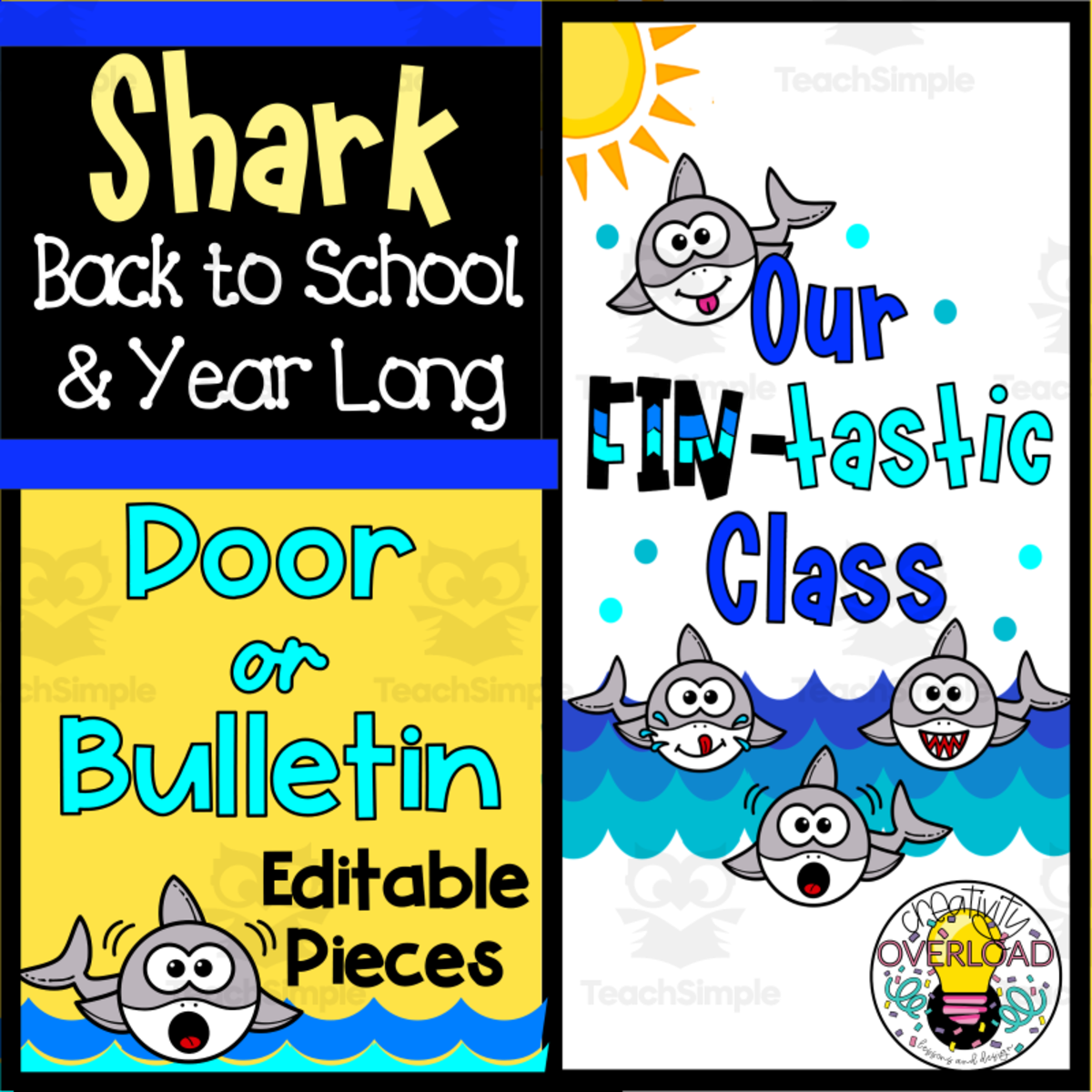 An educational teaching resource from Creativity Overload entitled Our Fintastic Classroom Back to School Bulletin Board downloadable at Teach Simple.
