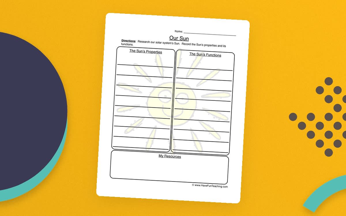 An educational teaching resource from Have Fun Teaching entitled Our Sun Worksheet downloadable at Teach Simple.