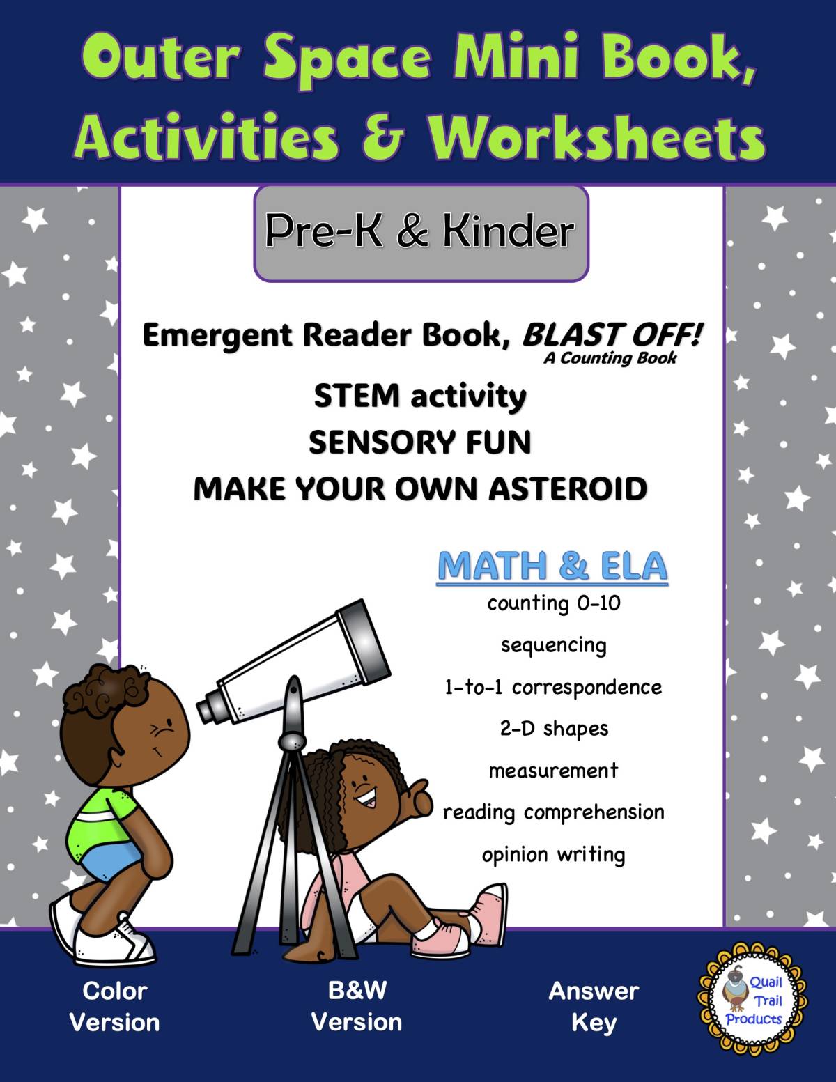 Outer Space Counting Mini Book, Worksheets & Activities preview