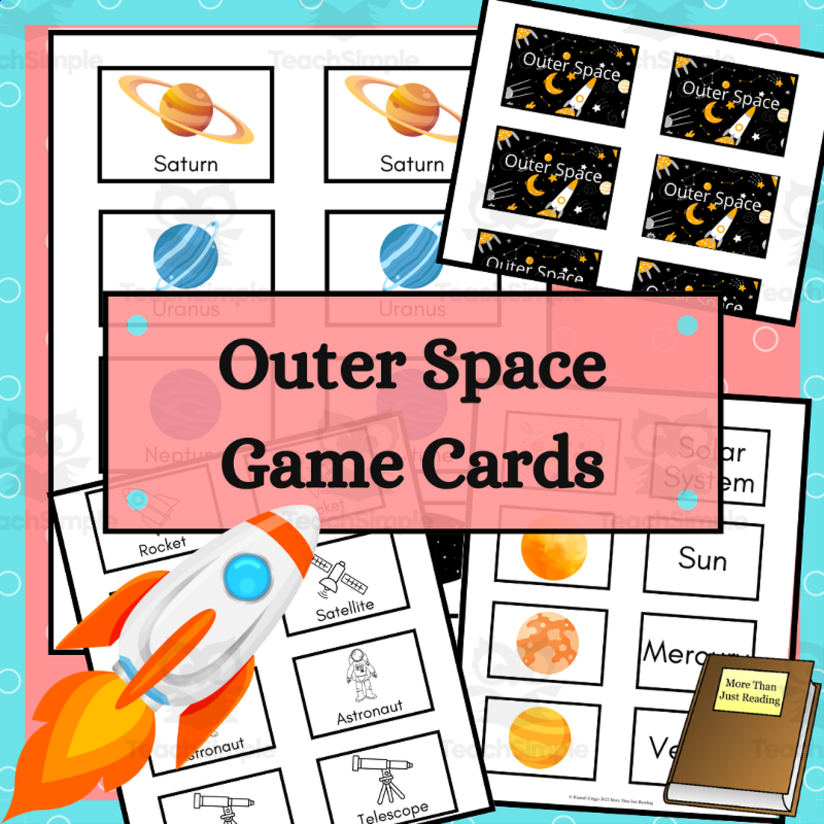 An educational teaching resource from More Than Just Reading entitled Outer Space Game Cards downloadable at Teach Simple.