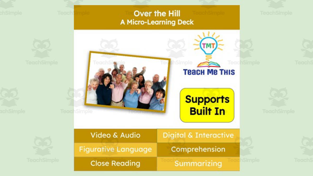 An educational teaching resource from Teach Me This entitled Over the Hill | Figurative Language Activity | Micro-Learning Deck downloadable at Teach Simple.
