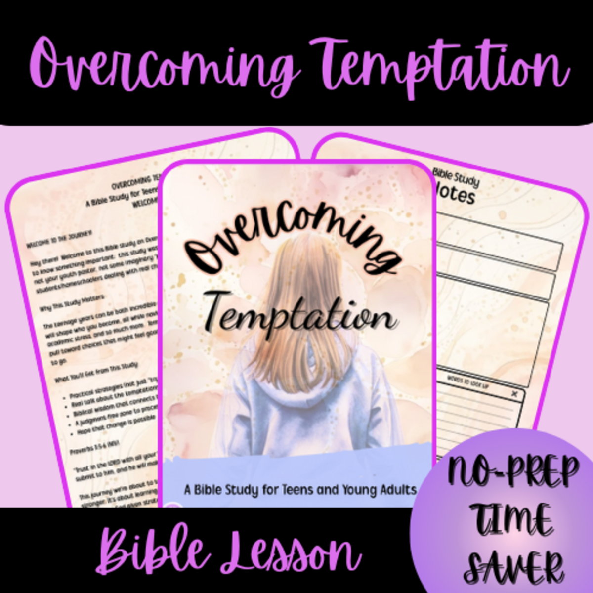 An educational teaching resource from Homeschool with Big Easy Homeschooling Mom entitled Overcoming Temptation Bible Lesson downloadable at Teach Simple.
