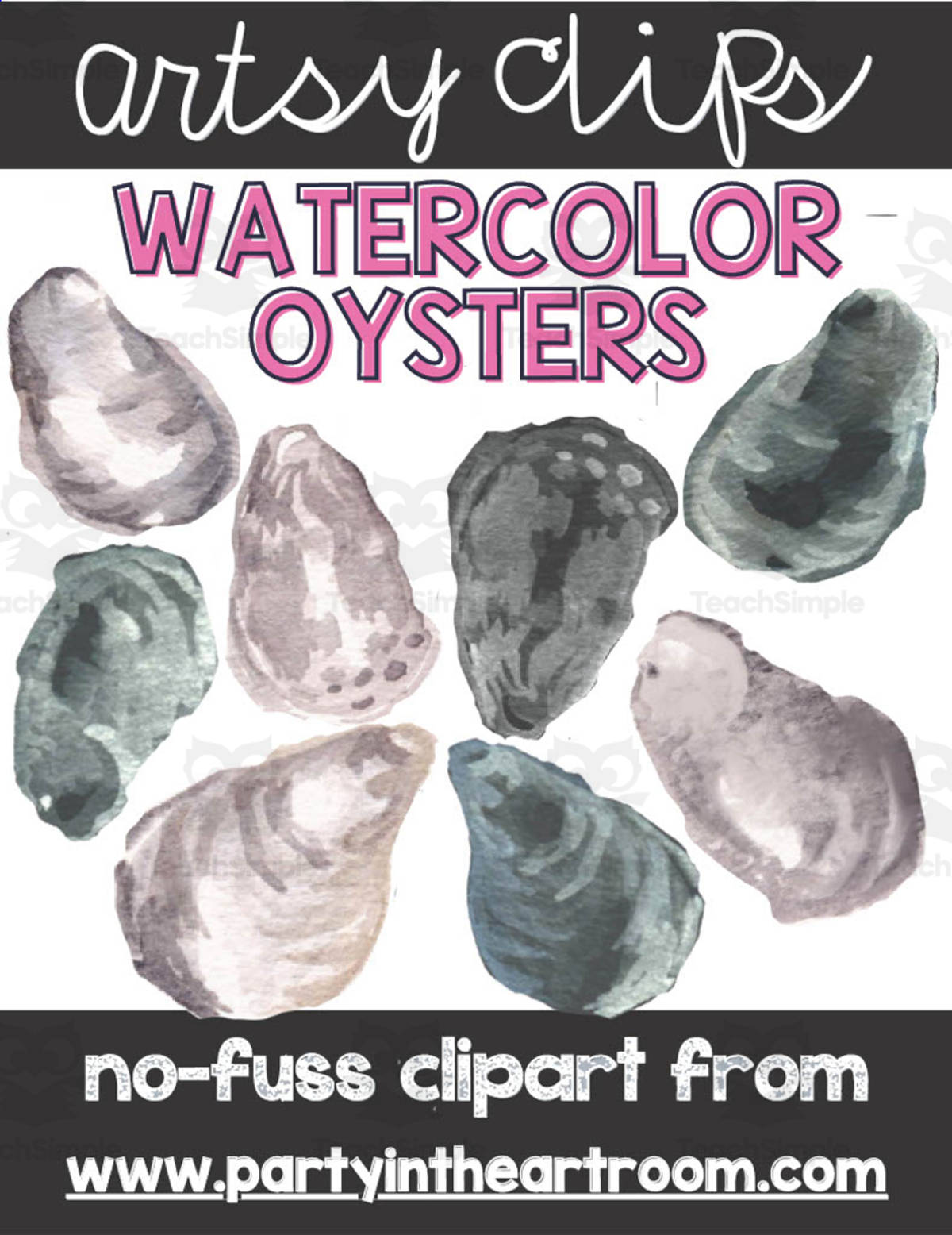 An educational teaching resource from Party in the Art Room - Arts & Crafts for Kids | Arts Integration entitled Oysters Clipart downloadable at Teach Simple.