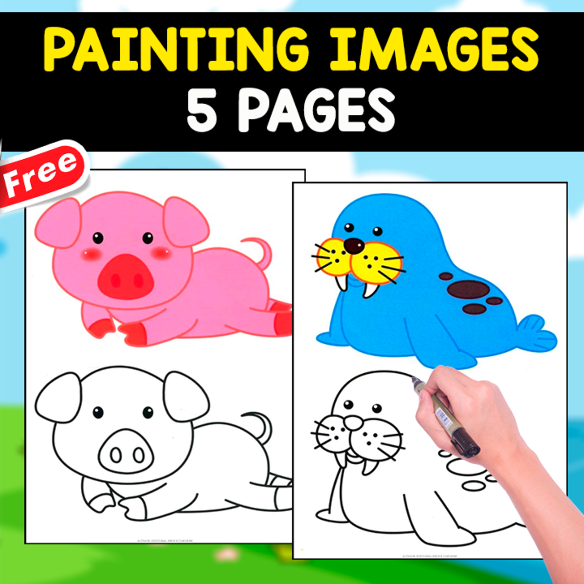 An educational teaching resource from EDITORIAL LAURA EDUCA entitled PAINTING IMAGES | 5 FREE PAGES OF ANIMALS downloadable at Teach Simple.