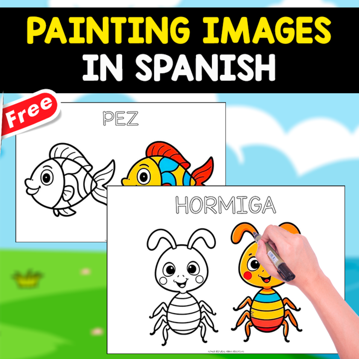 An educational teaching resource from EDITORIAL LAURA EDUCA entitled PAINTING SPANISH IMAGES | 7 FREE IMAGES downloadable at Teach Simple.