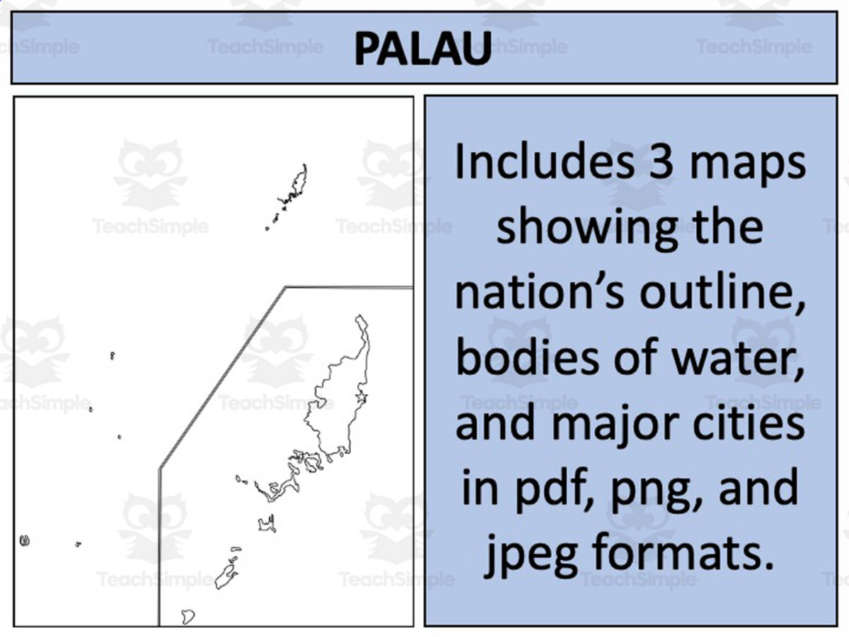 An educational teaching resource from Mr Gray History entitled Palau Map Resources downloadable at Teach Simple.
