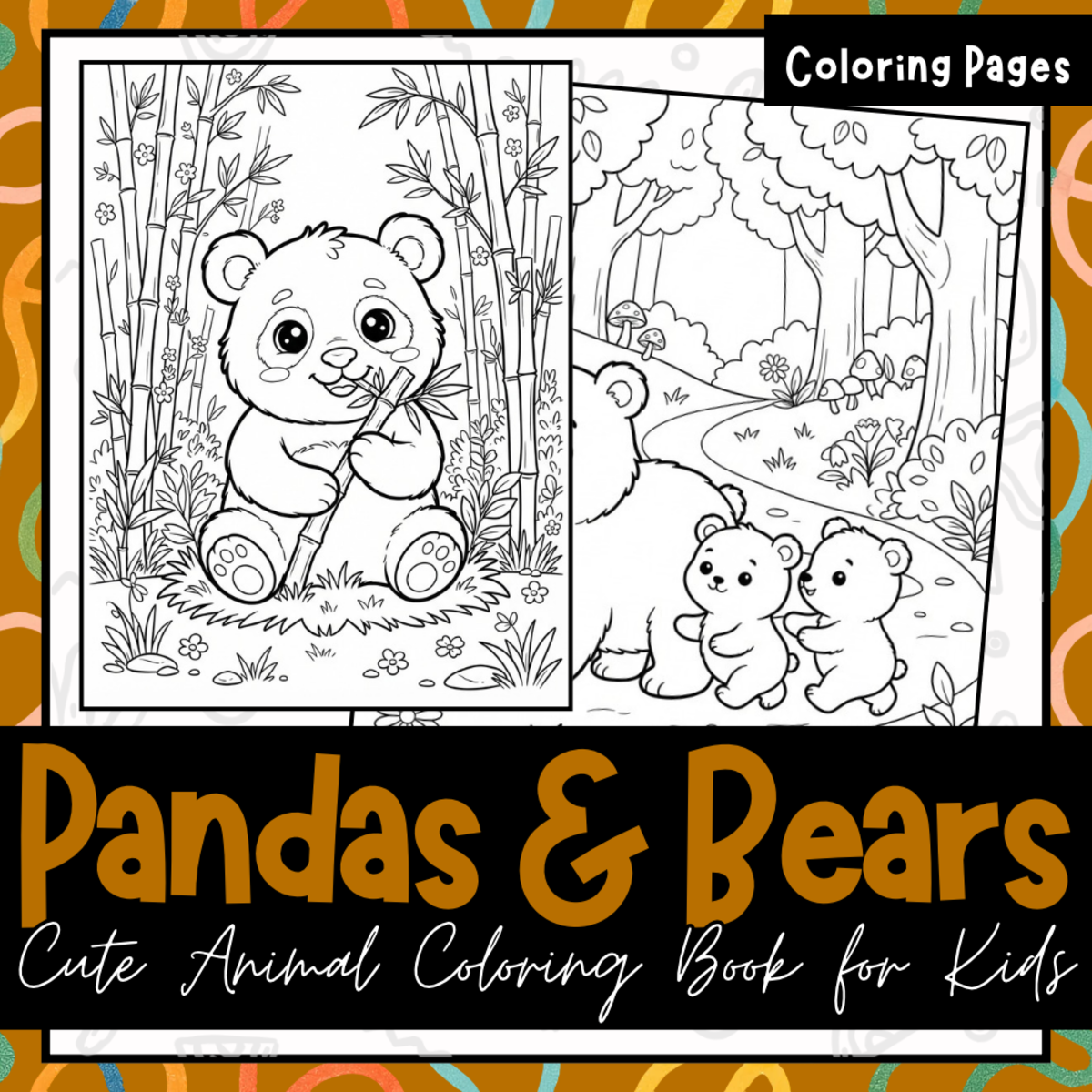 Pandas & Bears Kawaii Coloring Pages | A Cute Animal Coloring Book preview