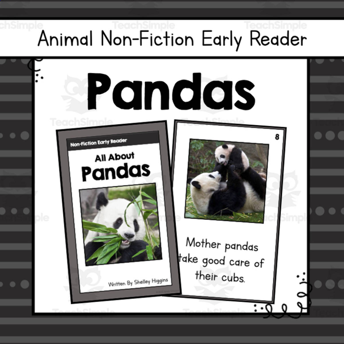 An educational teaching resource from Simply Schoolgirl entitled Pandas Early Reader Nonfiction Book downloadable at Teach Simple.