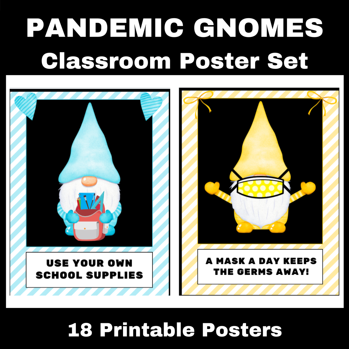 An educational teaching resource from Classy Classroom VIP entitled Pandemic Gnome Classroom Poster Set downloadable at Teach Simple.