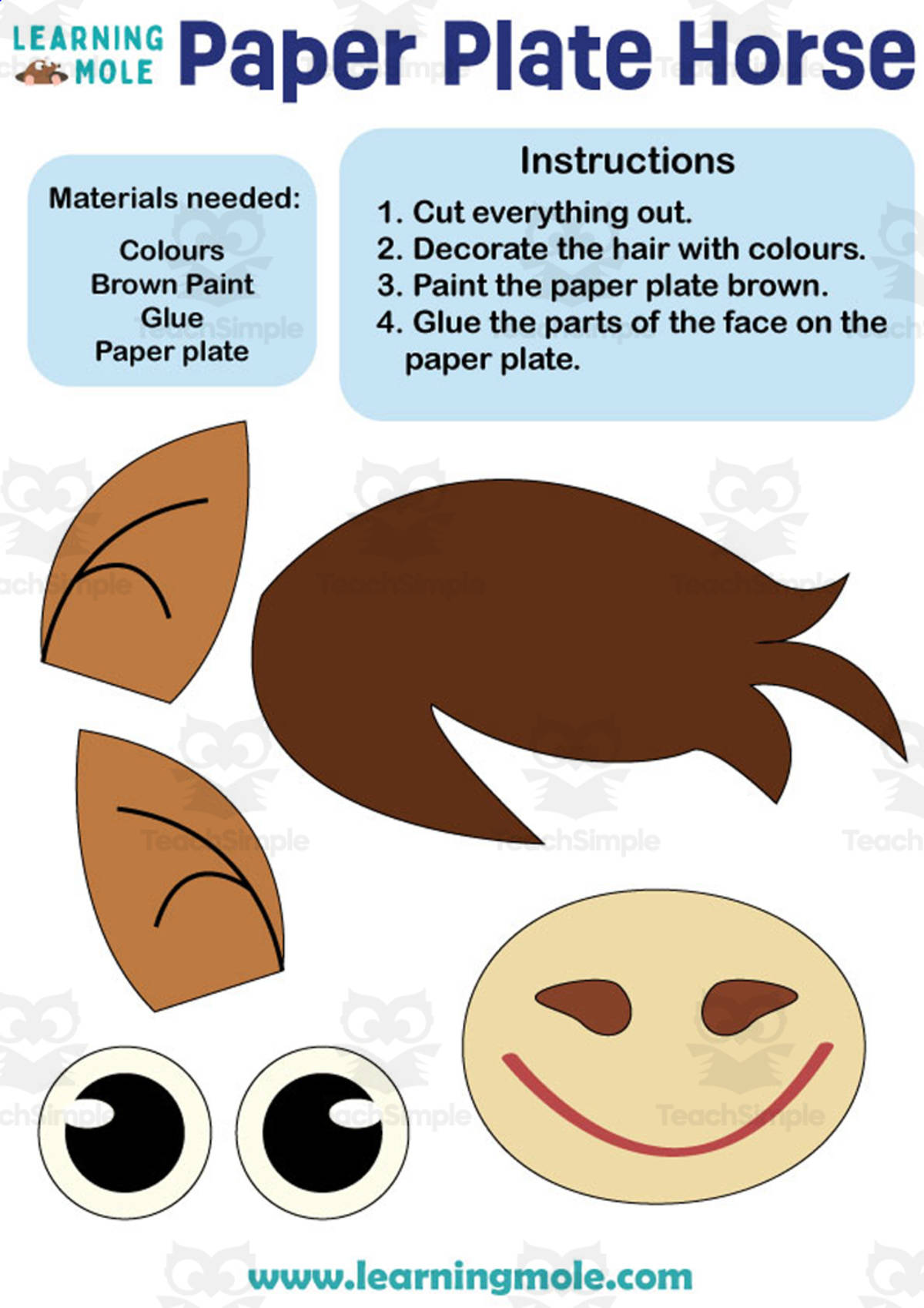 An educational teaching resource from Educational Voice entitled Paper Plate Horse Activity downloadable at Teach Simple.