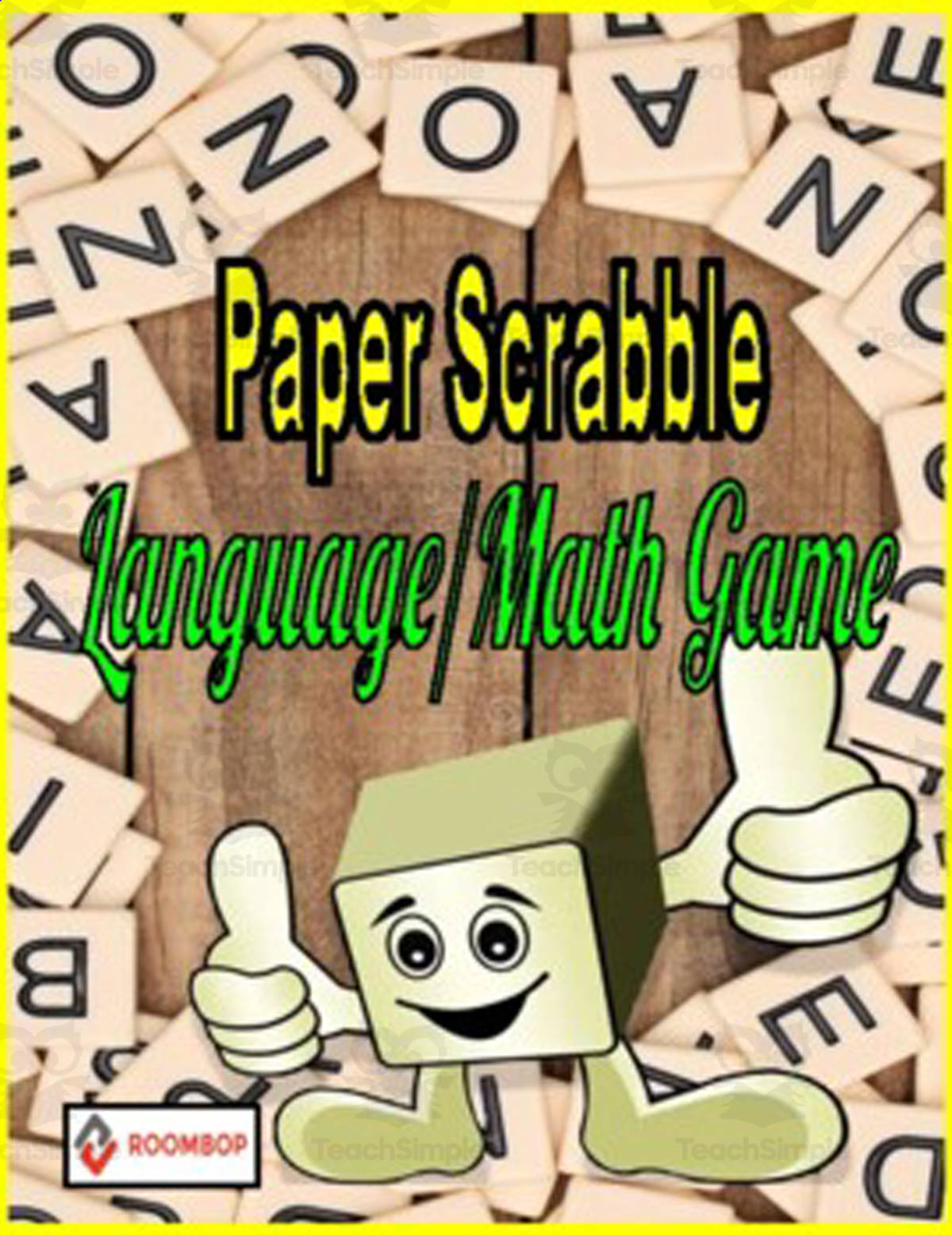 An educational teaching resource from Roombop entitled Paper Scrabble Language/Math Game downloadable at Teach Simple.
