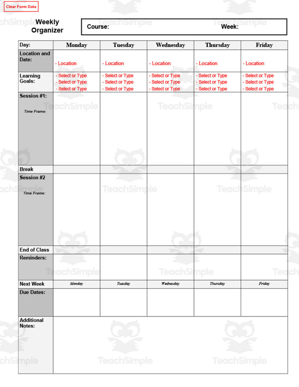 An educational teaching resource from Creating History entitled Paperless Weekly Planner downloadable at Teach Simple.