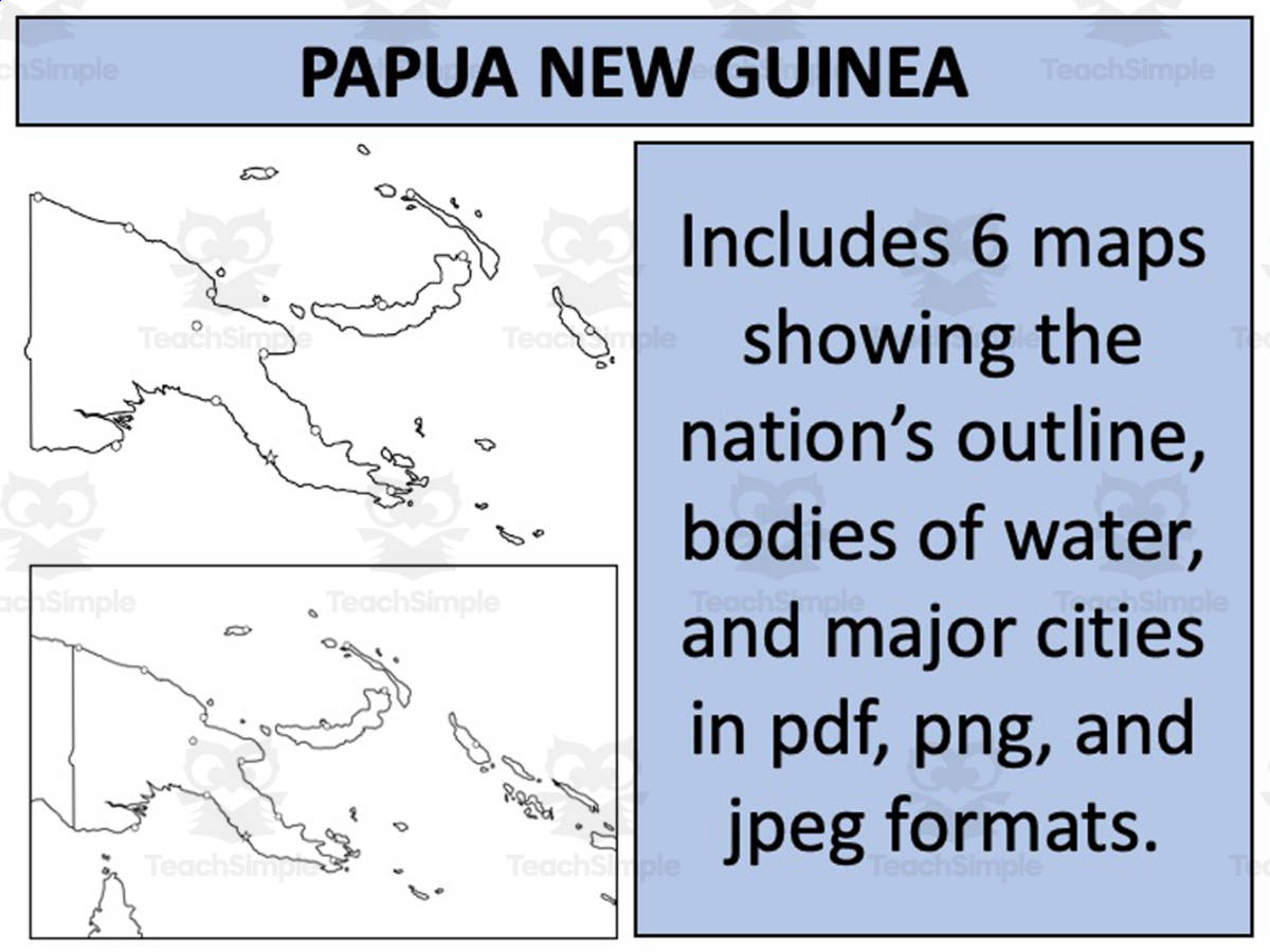 An educational teaching resource from Mr Gray History entitled Papua New Guinea Map Resources downloadable at Teach Simple.