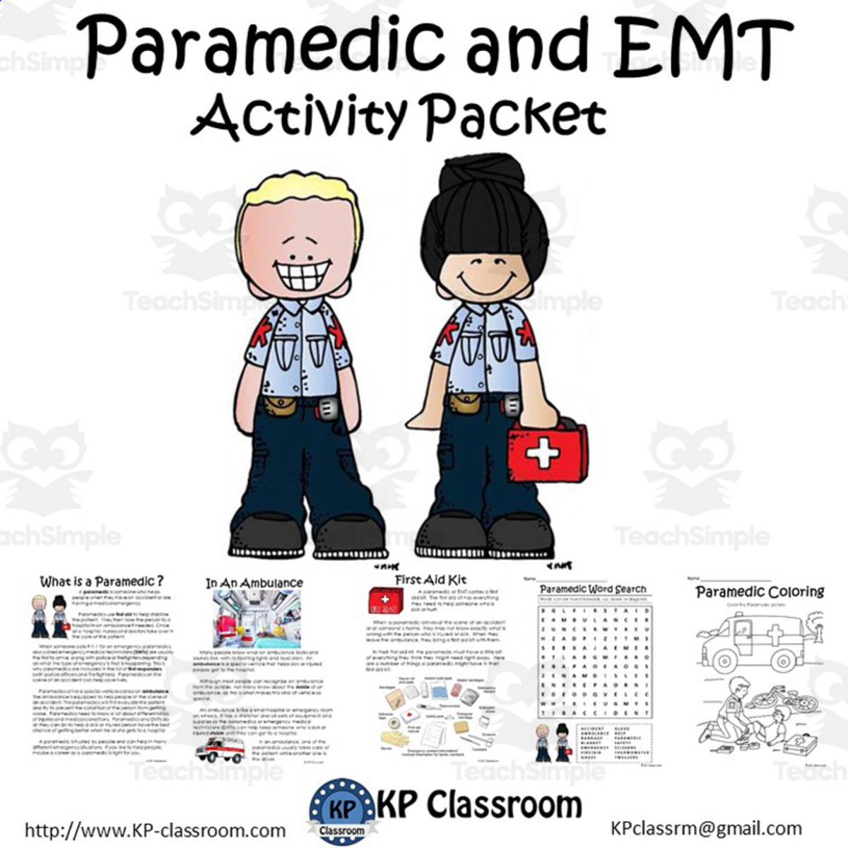 An educational teaching resource from KP Classroom entitled Paramedic and EMT No Prep Activity Packet and Worksheets downloadable at Teach Simple.