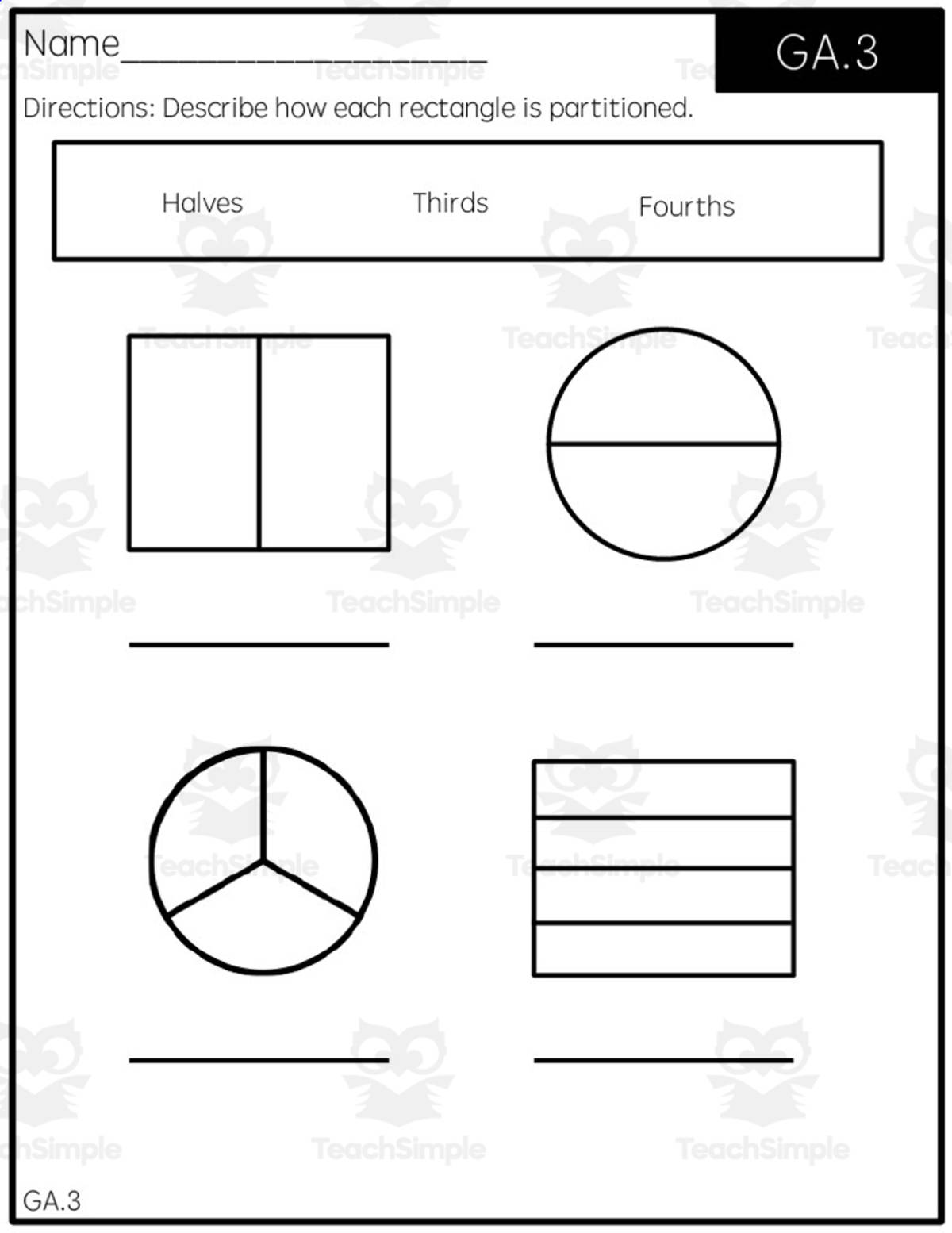 An educational teaching resource from Rebecca Hurd entitled Partitioning Quick Check 2 downloadable at Teach Simple.