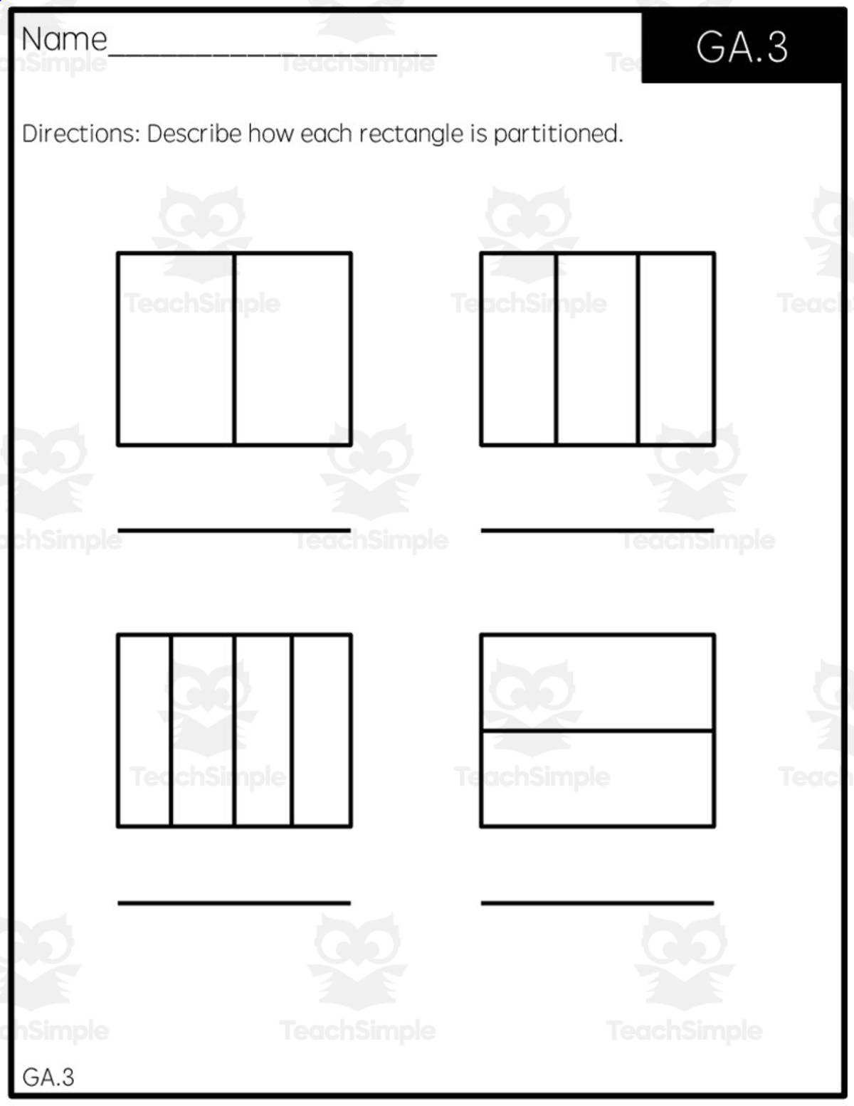 An educational teaching resource from Rebecca Hurd entitled Partitioning Quick Check 4 downloadable at Teach Simple.