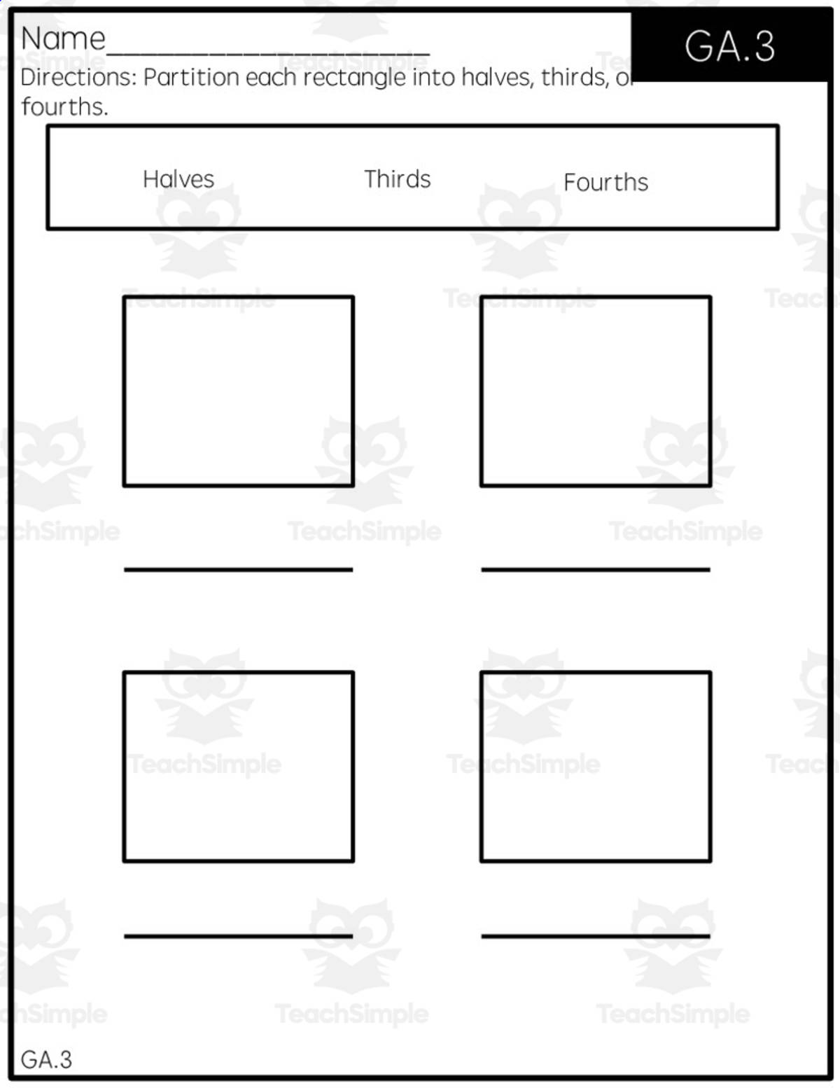 An educational teaching resource from Rebecca Hurd entitled Partitioning Quick Check 5 downloadable at Teach Simple.