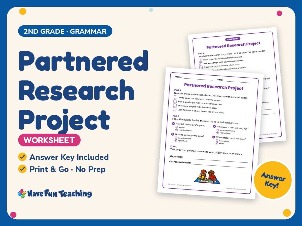 Partnered Research Project Worksheet – 2nd Grade Social Skills preview