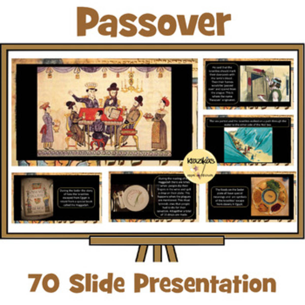An educational teaching resource from Inspire and Educate By Krazikas entitled Passover (Pesach) and the Seder Meal PowerPoint Presentation downloadable at Teach Simple.