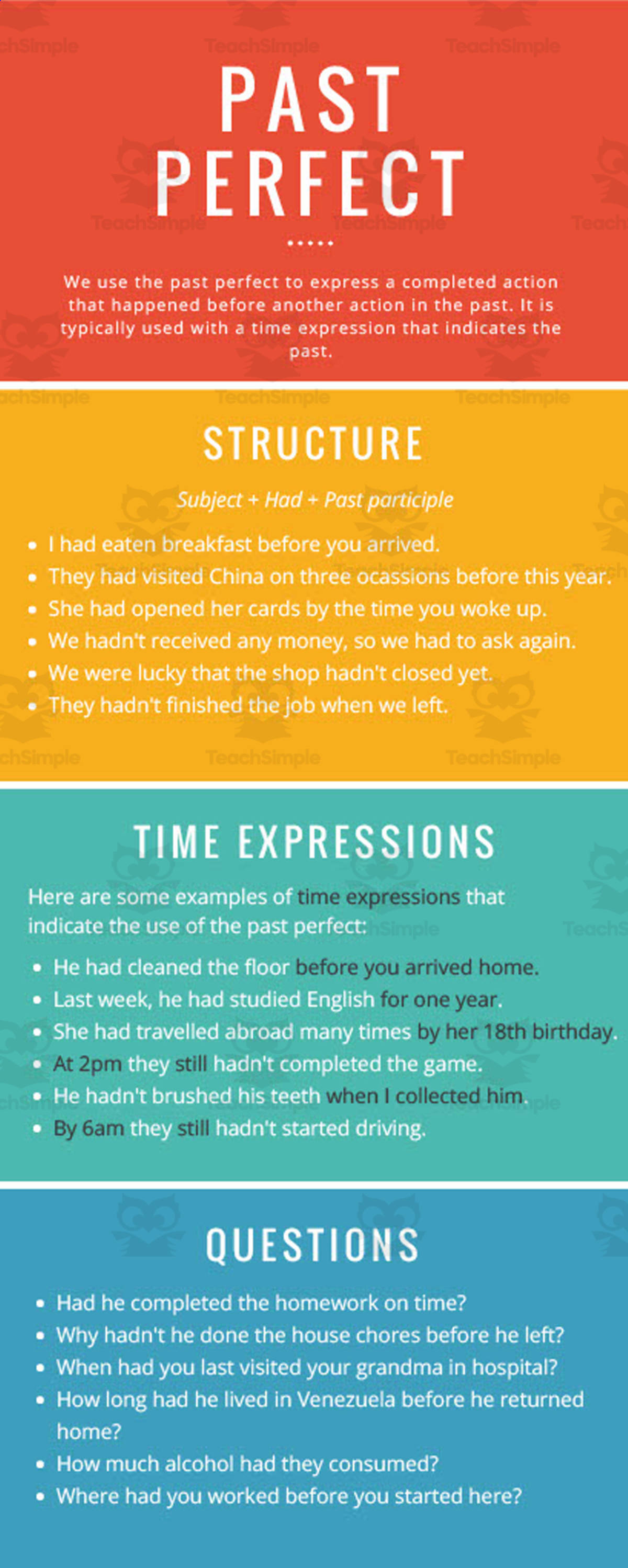 An educational teaching resource from TEAM TEFL entitled Past Perfect | Upper Intermediate Lesson Plan downloadable at Teach Simple.