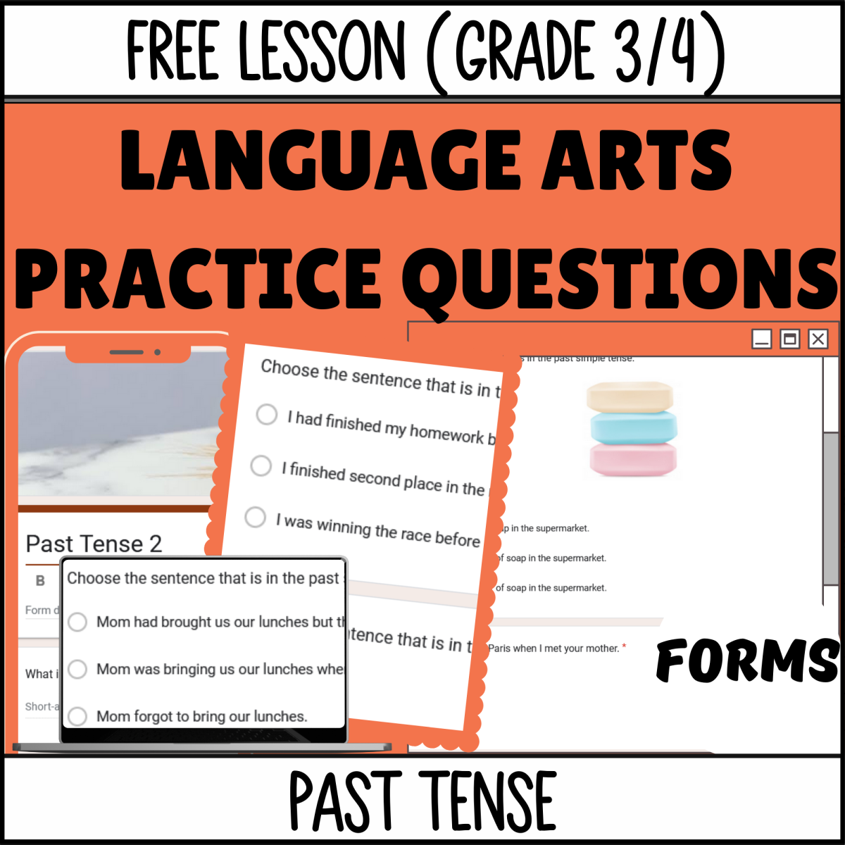 An educational teaching resource from Cored Education entitled Past Tense Sample - Grammar Grade 3-4 (Forms) downloadable at Teach Simple.