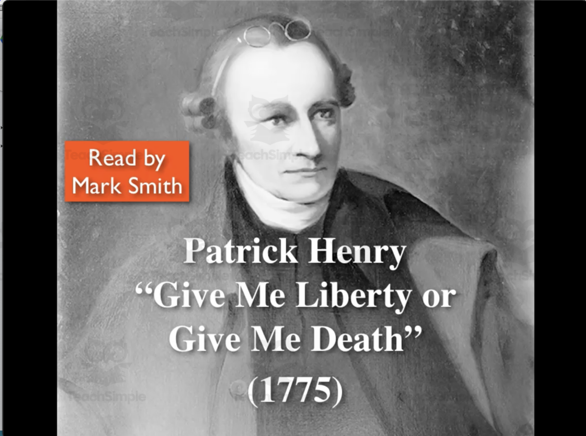 An educational teaching resource from Audio Memory entitled Patrick Henry Speech Video downloadable at Teach Simple.