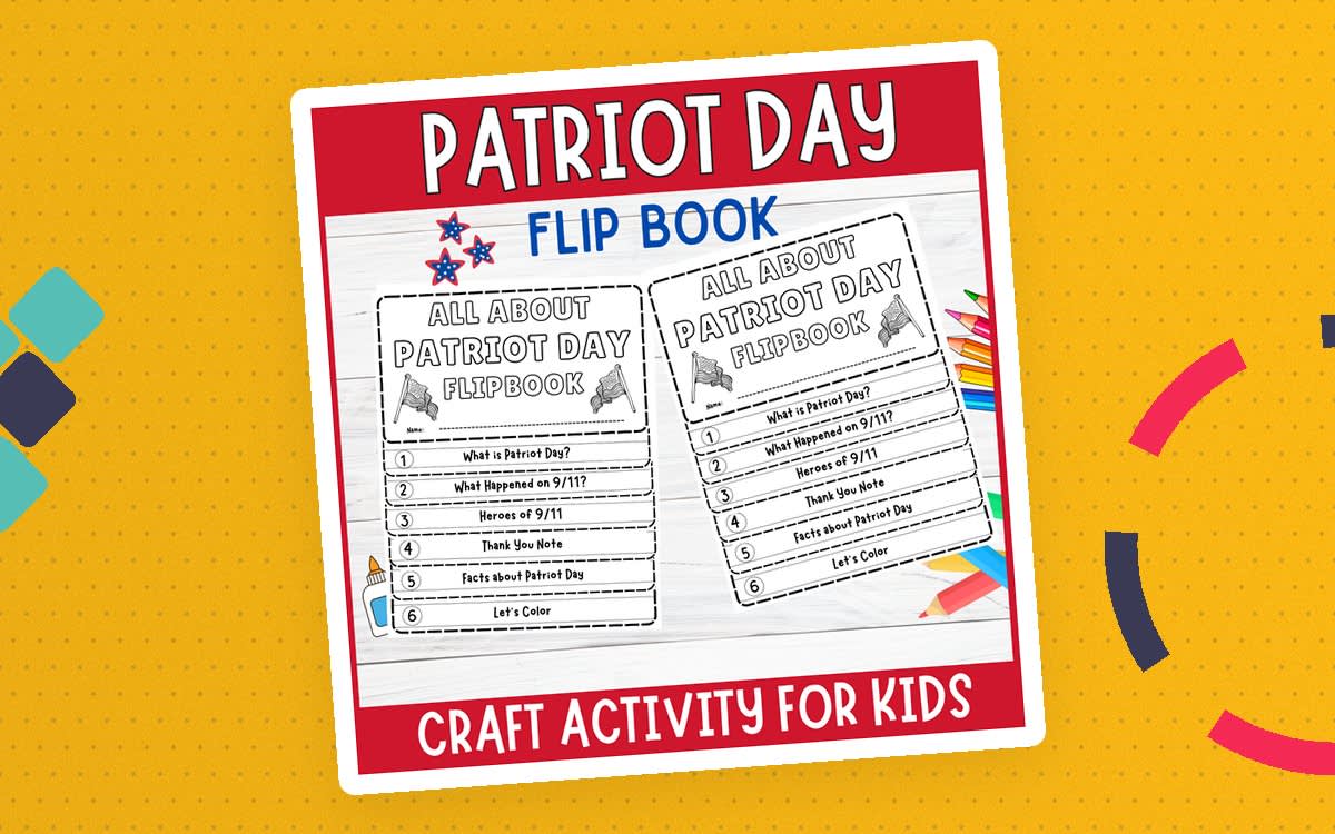 An educational teaching resource from Perfect_Printables entitled Patriot day flipbook September 11th 9/11 Prompt Writing & DIY Craft downloadable at Teach Simple.
