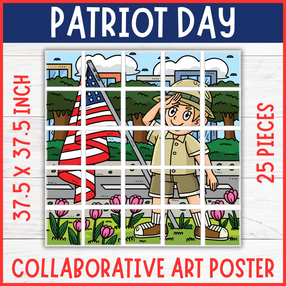 An educational teaching resource from Perfect_Printables entitled Patriot day September 11 collaborative poster, 9.11 coloring Craft art downloadable at Teach Simple.