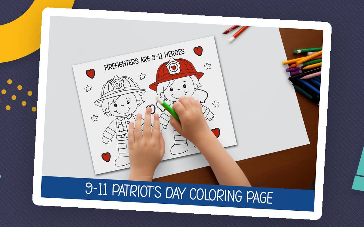 An educational teaching resource from Forever June Digital Design entitled Patriot's Day Activity, 9-11 Colouring Page, First Responder Unit, downloadable at Teach Simple.