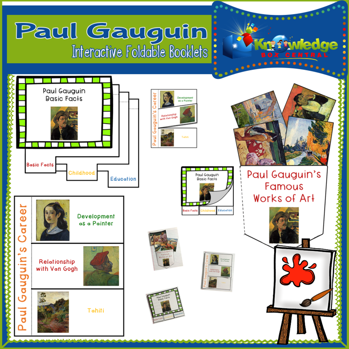 An educational teaching resource from Knowledge Box Central entitled Paul Gauguin Interactive Foldable Booklets - EBOOK downloadable at Teach Simple.