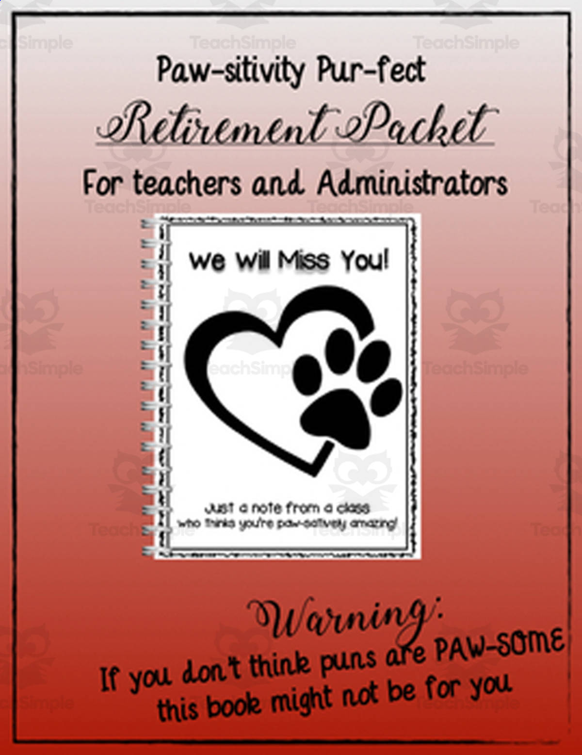 An educational teaching resource from Tpete's Supply Store entitled Paw Print Retirement Book downloadable at Teach Simple.