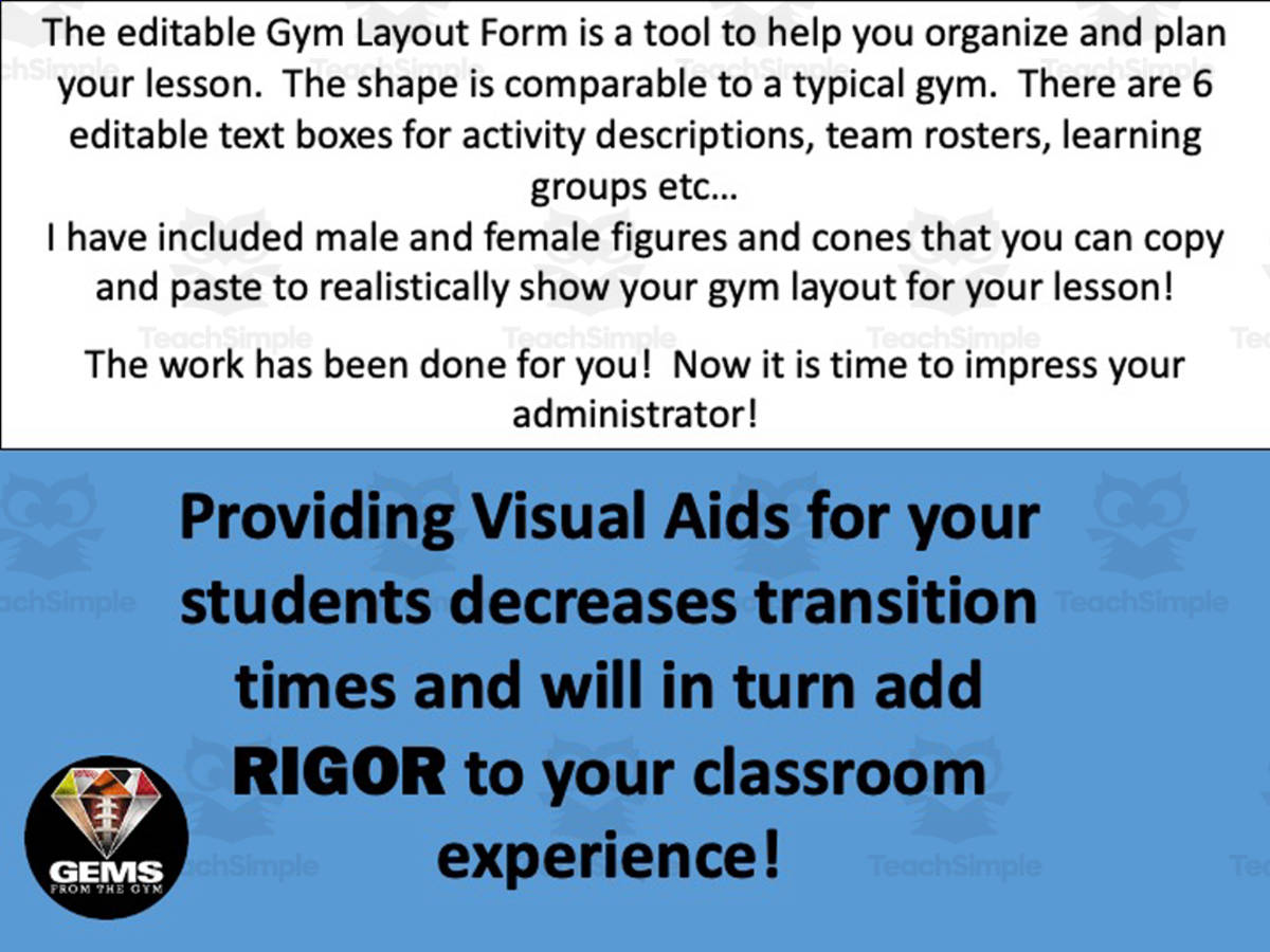 An educational teaching resource from Gems from the Gym entitled PE Classroom Management Toolbox downloadable at Teach Simple.