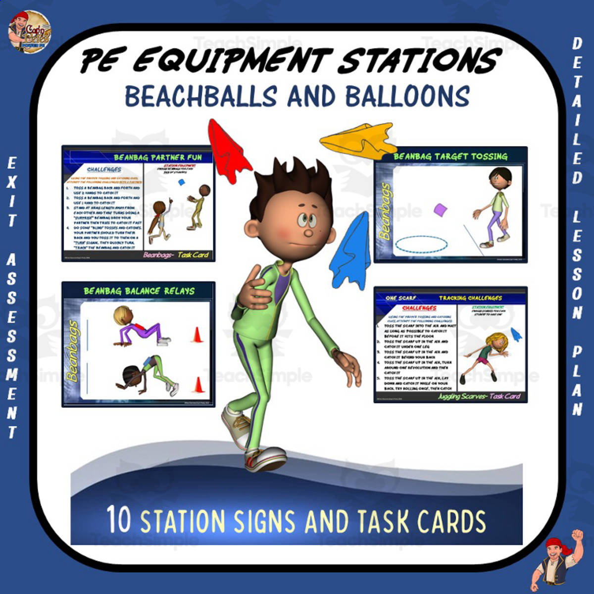 An educational teaching resource from Cap'n Pete's Power PE entitled PE Equipment Stations: Beachballs & Balloons downloadable at Teach Simple.