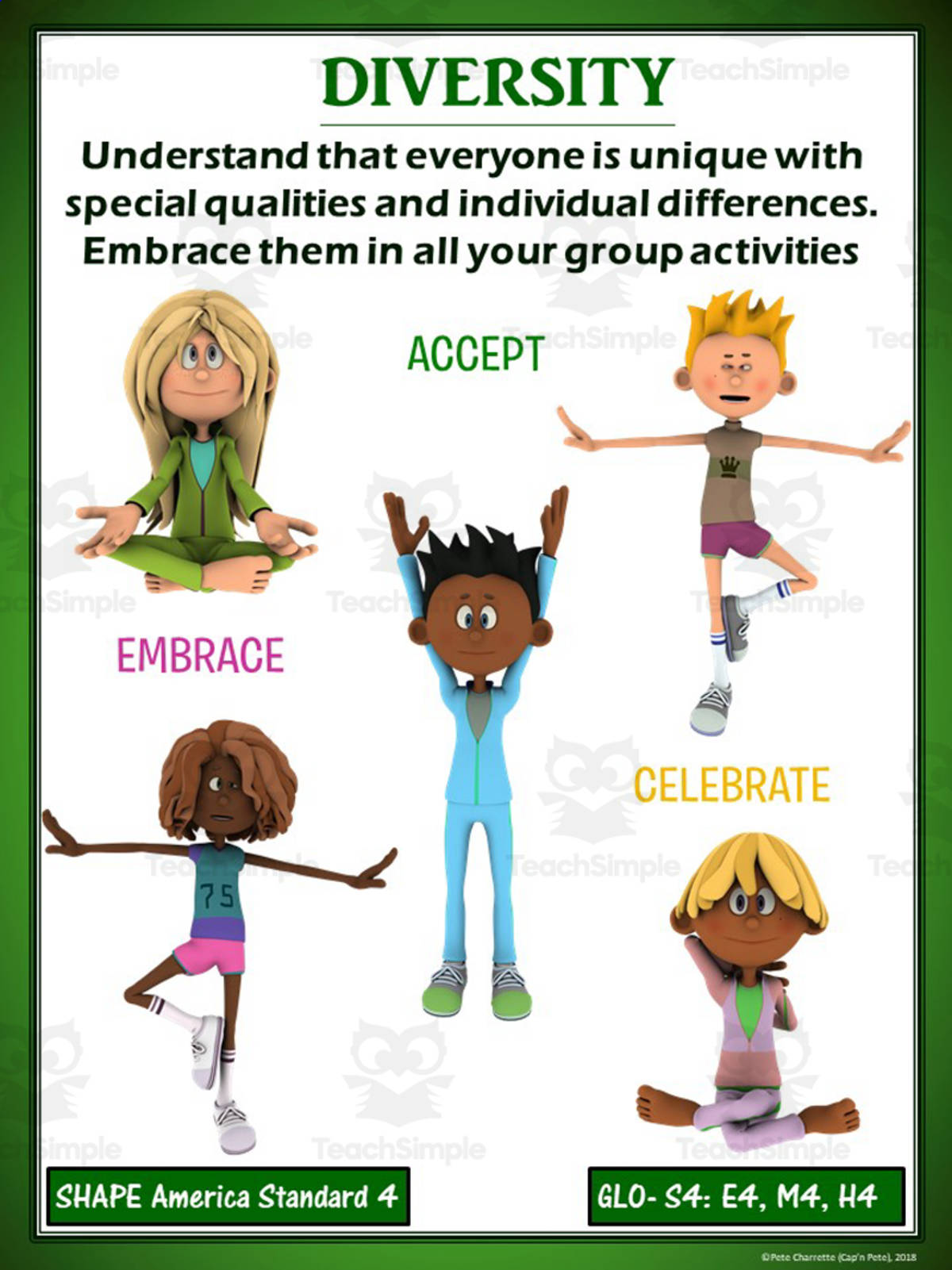 An educational teaching resource from Cap'n Pete's Power PE entitled PE Diversity & Inclusion Poster – Visual Display downloadable at Teach Simple.