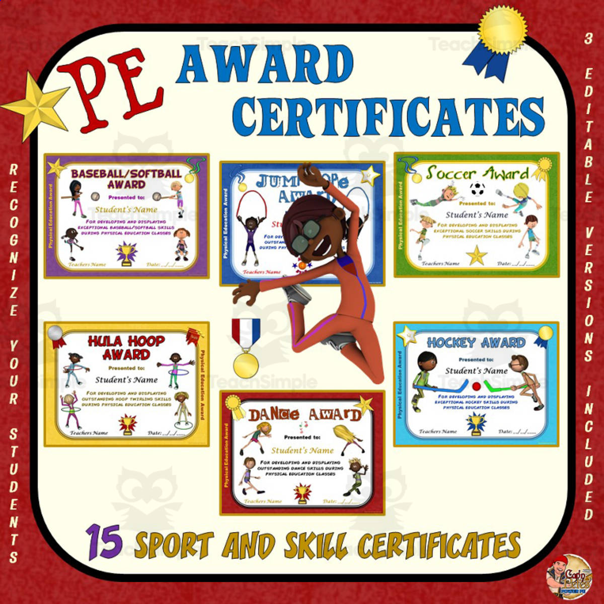 An educational teaching resource from Cap'n Pete's Power PE entitled PE Sports and Skills Certificates downloadable at Teach Simple.